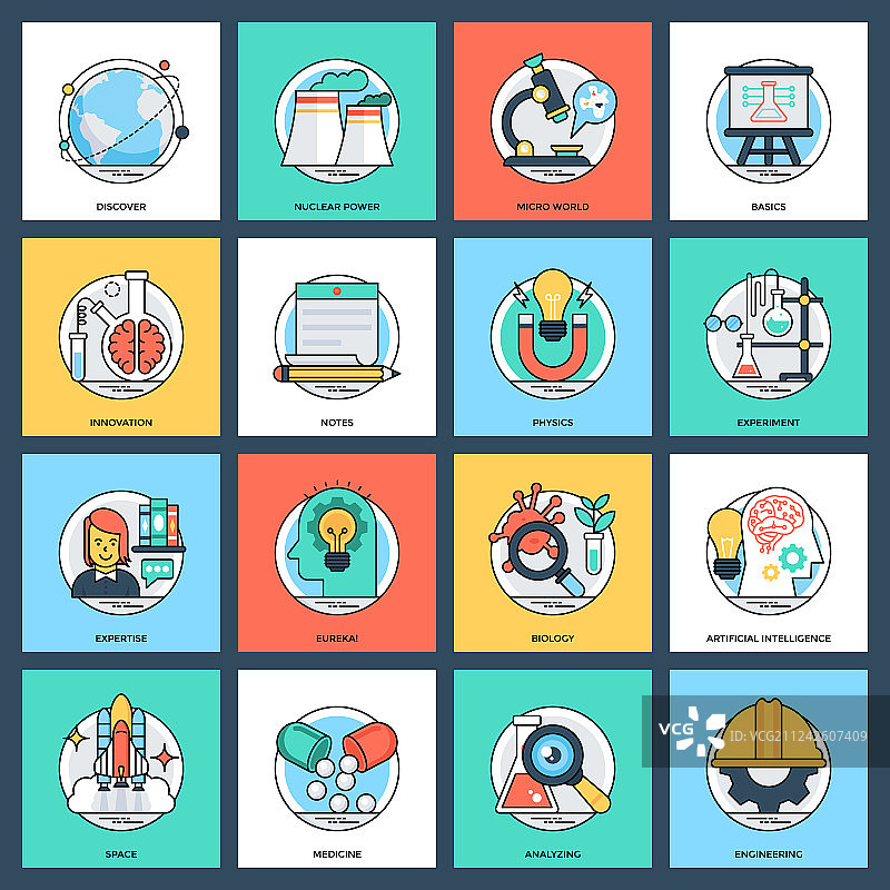 科技扁平图标包图片素材