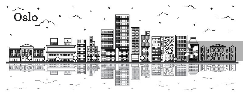 奥斯陆挪威城市天际线现代轮廓图片素材