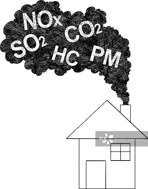 房屋冒烟艺术画图片素材