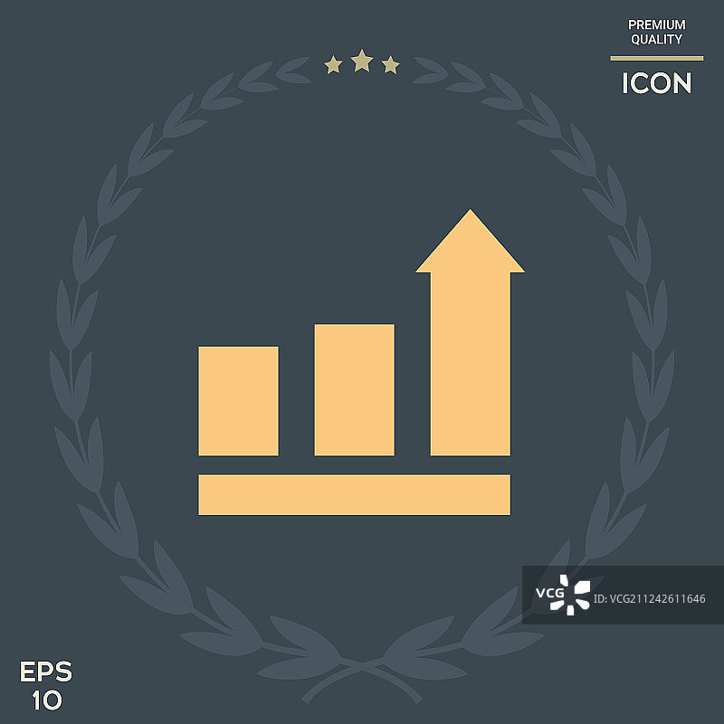 带上升箭头的增长柱状图图标图片素材