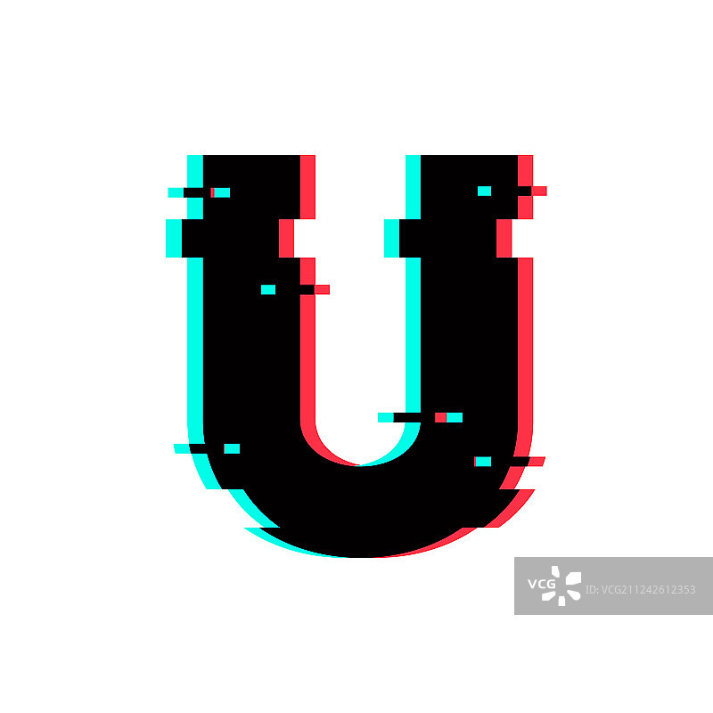 字母U故障失真标志图片素材