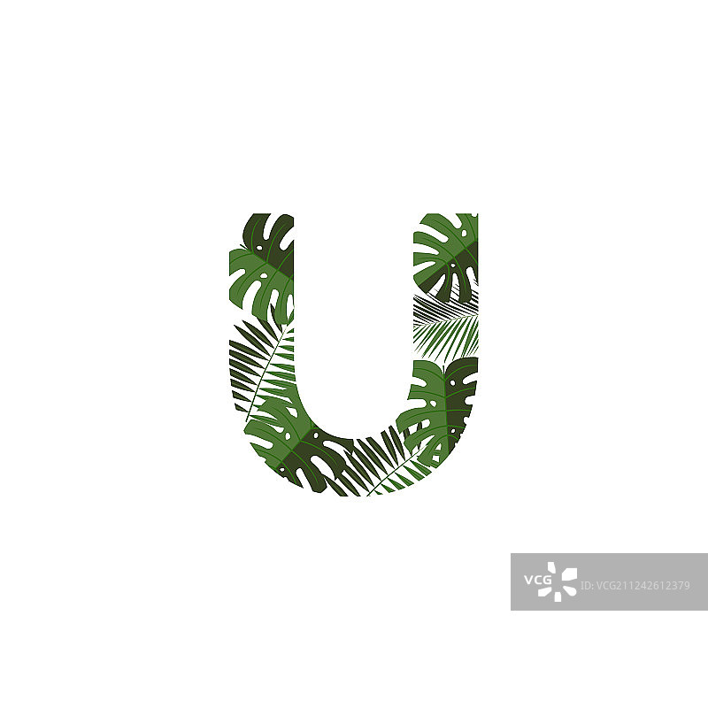 字母U热带树叶logo图片素材