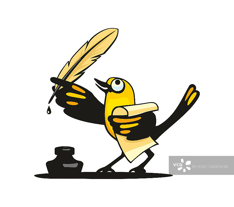 一只鸟展开翅膀，衔着一根羽毛图片素材