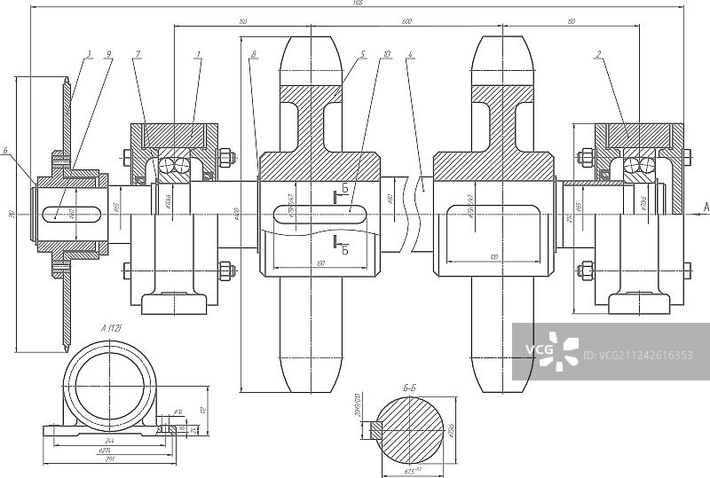 白色背景上的机械制造图纸图片素材