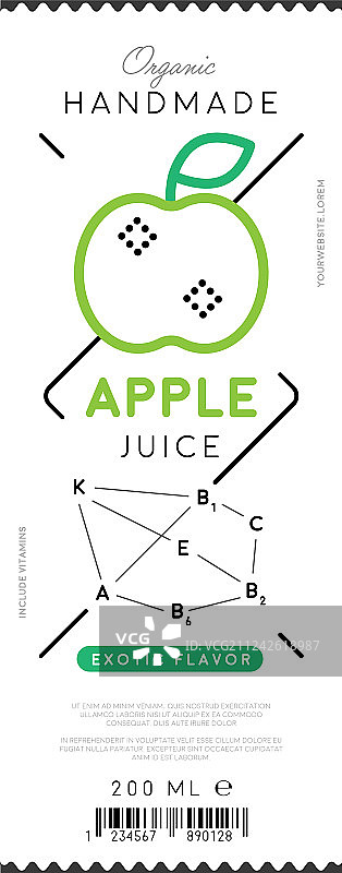 时尚线性风格的苹果汁标签图片素材