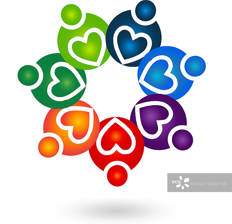 团队合作互助关爱之心抽象图标图片素材