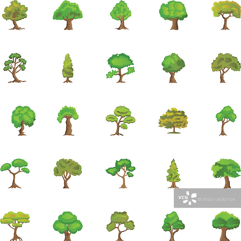 树木扁平风格图标集图片素材