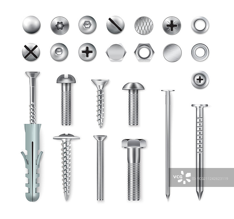 逼真的固定件套装图片素材