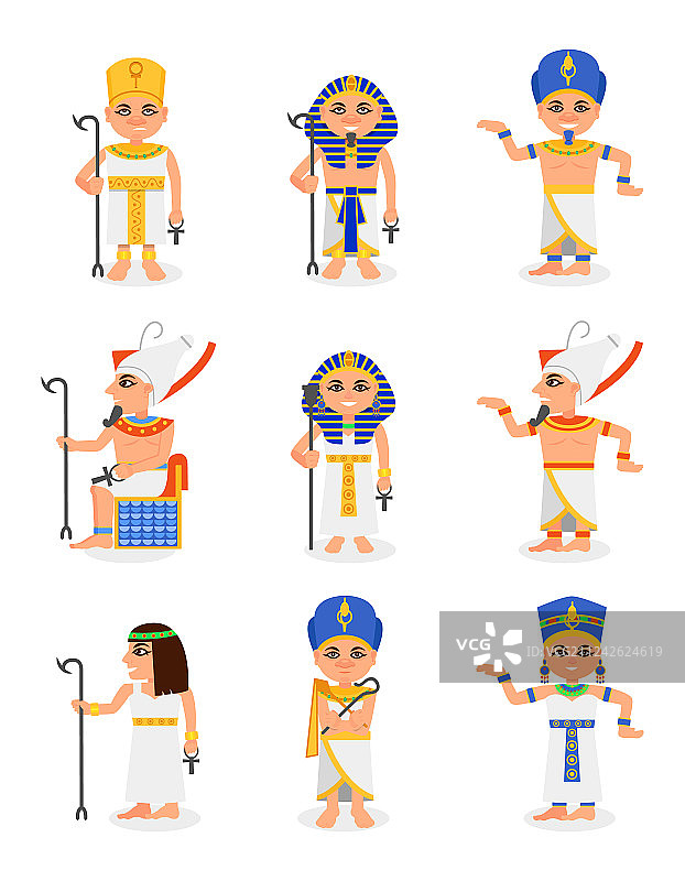 扁平风格卡通埃及法老图案图片素材