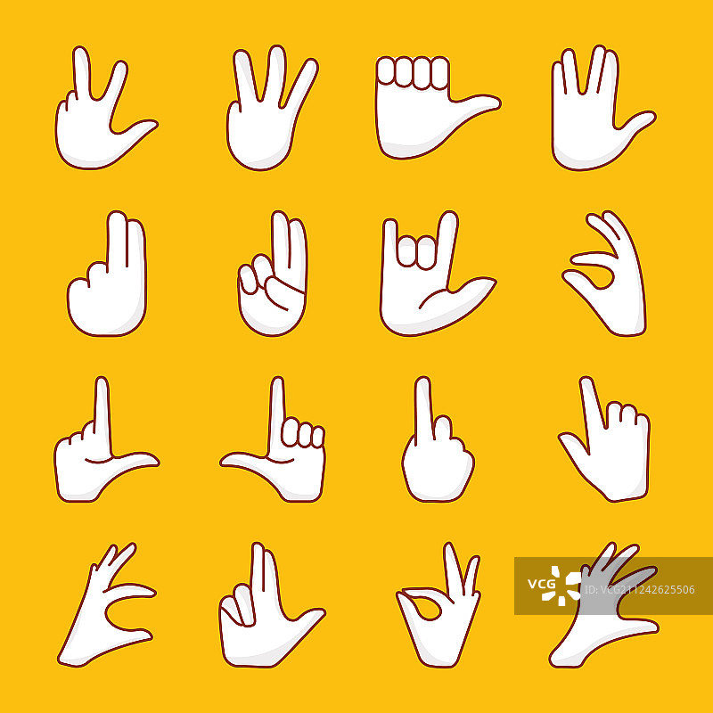 卡通手部图标集图片素材