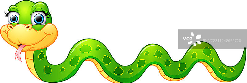 快乐的绿色卡通蛇图片素材