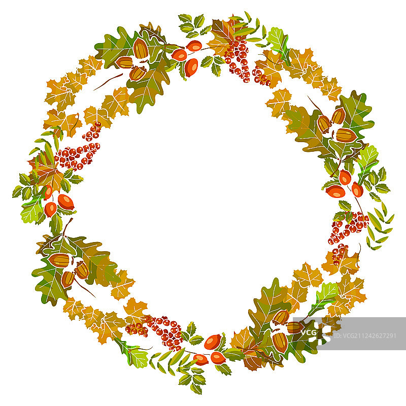秋叶花环装饰图片素材