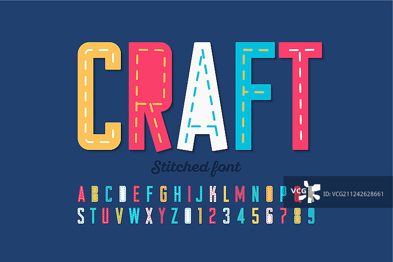 缝合字体平针字母图片素材