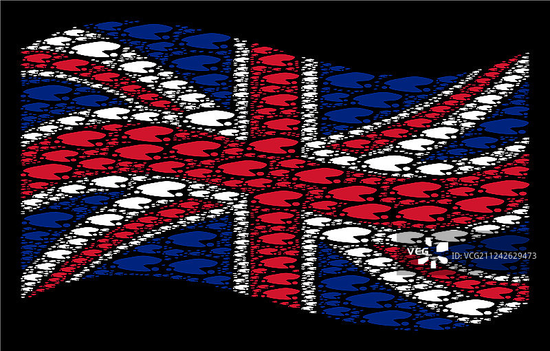 飘扬的英国国旗水坑图案图片素材