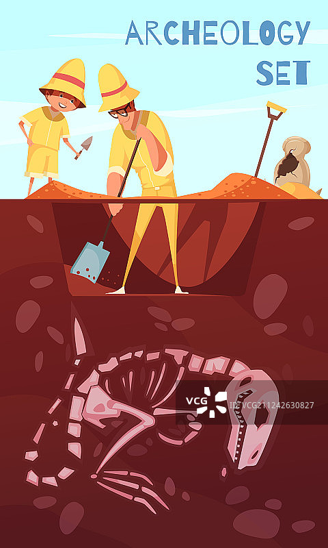 考古发掘卡通背景图片素材