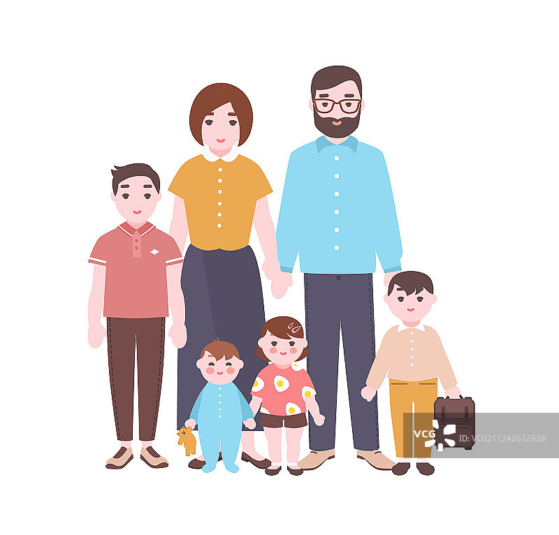 幸福家庭合影，母亲微笑图片素材