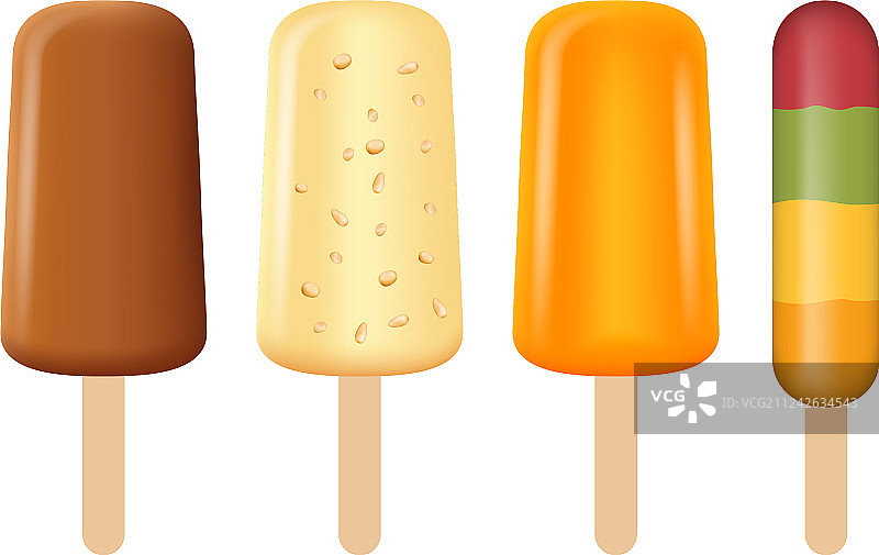 逼真风格冰棒图标集图片素材
