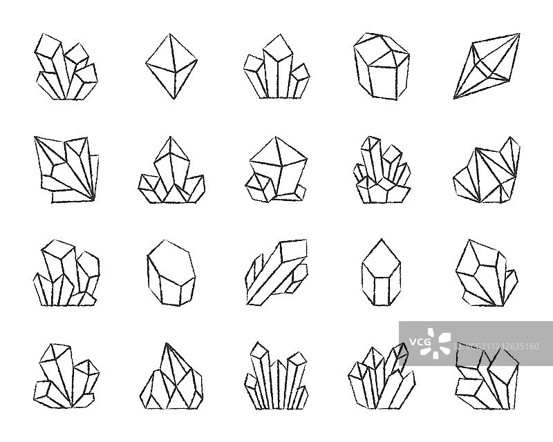 水晶炭笔线条图标集图片素材