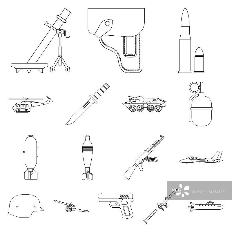 武器和枪支图标集图片素材