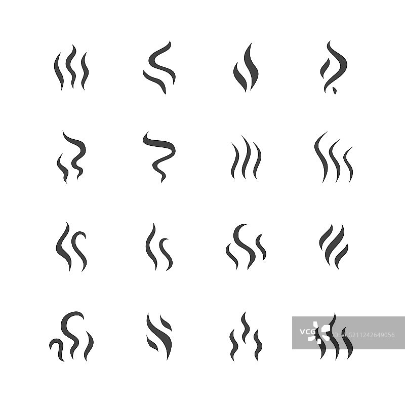 烟雾蒸汽扁平线条图标：烟雾形状图片素材