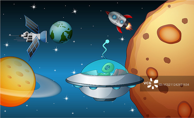 靠近行星飞行的航天飞机图片素材