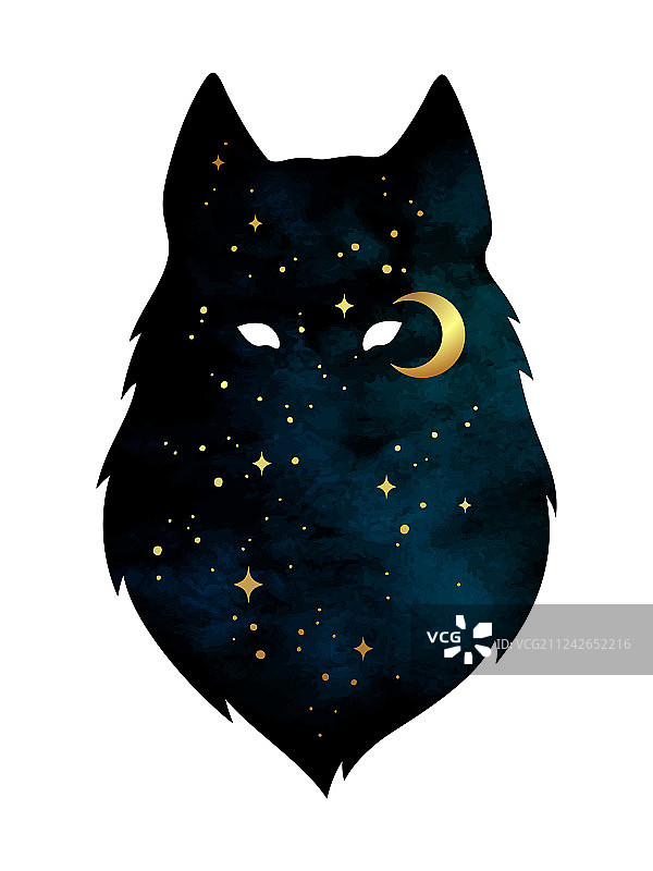 狼与星月剪影图片素材