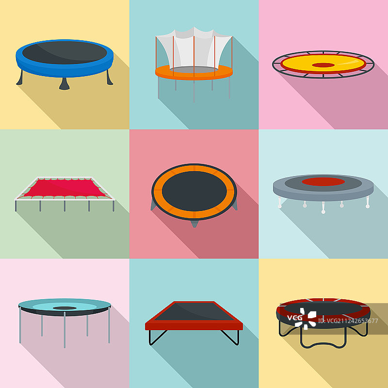 蹦床公园欢乐图标扁平风格图片素材