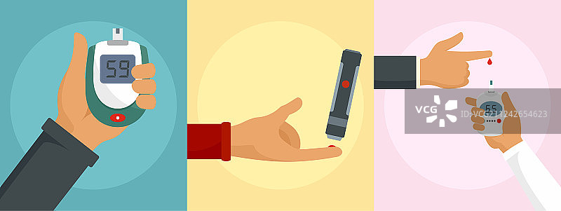 血糖仪测试banner概念扁平风格图片素材