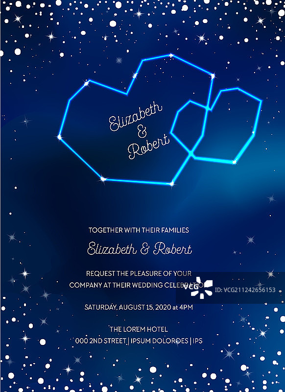时尚夜空婚礼邀请卡图片素材