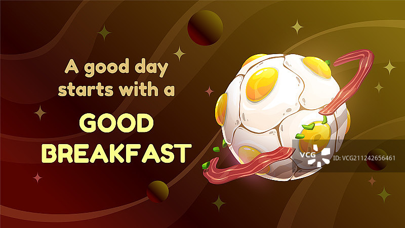 卡通风格的美味早餐开启美好的一天图片素材
