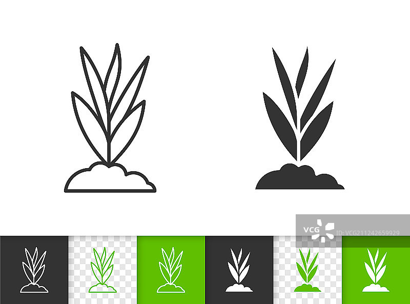 简约黑色线条草地图标图片素材