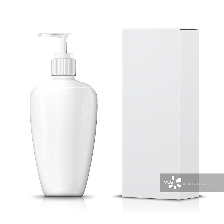 3D逼真凝胶泵瓶带纸盒图片素材