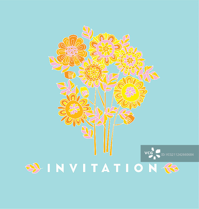 手绘装饰万寿菊图片素材