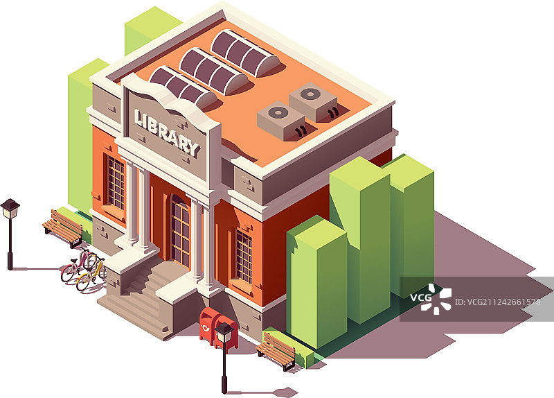 2.5D图书馆建筑图片素材