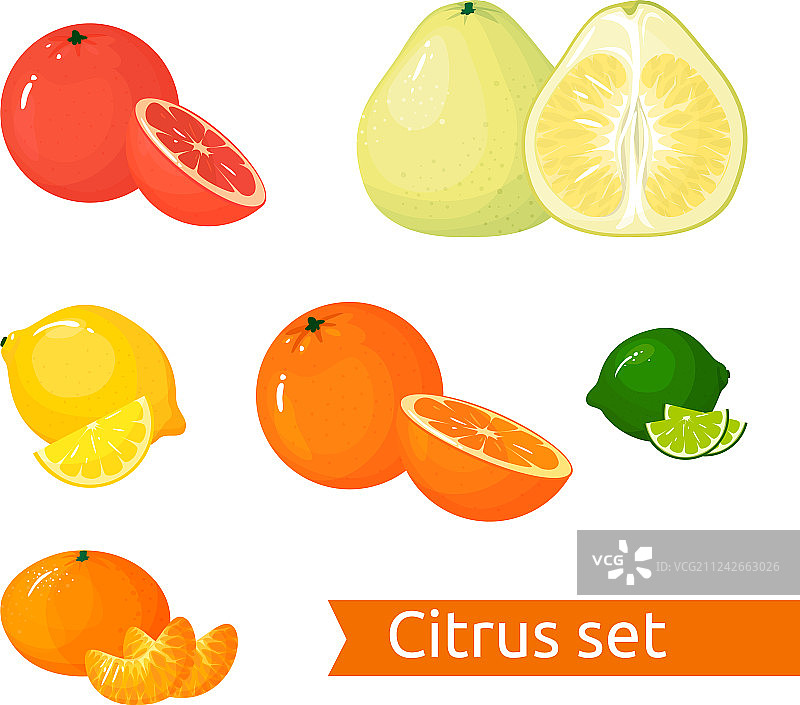 卡通柑橘类水果图标合集图片素材