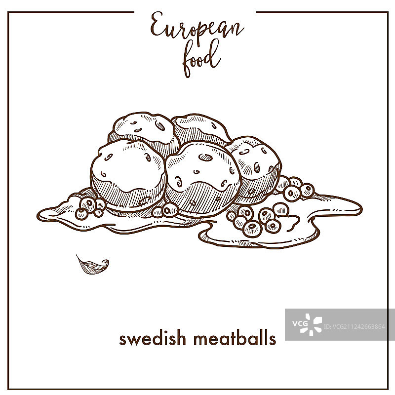 瑞典肉丸速写图标：欧洲美食图片素材