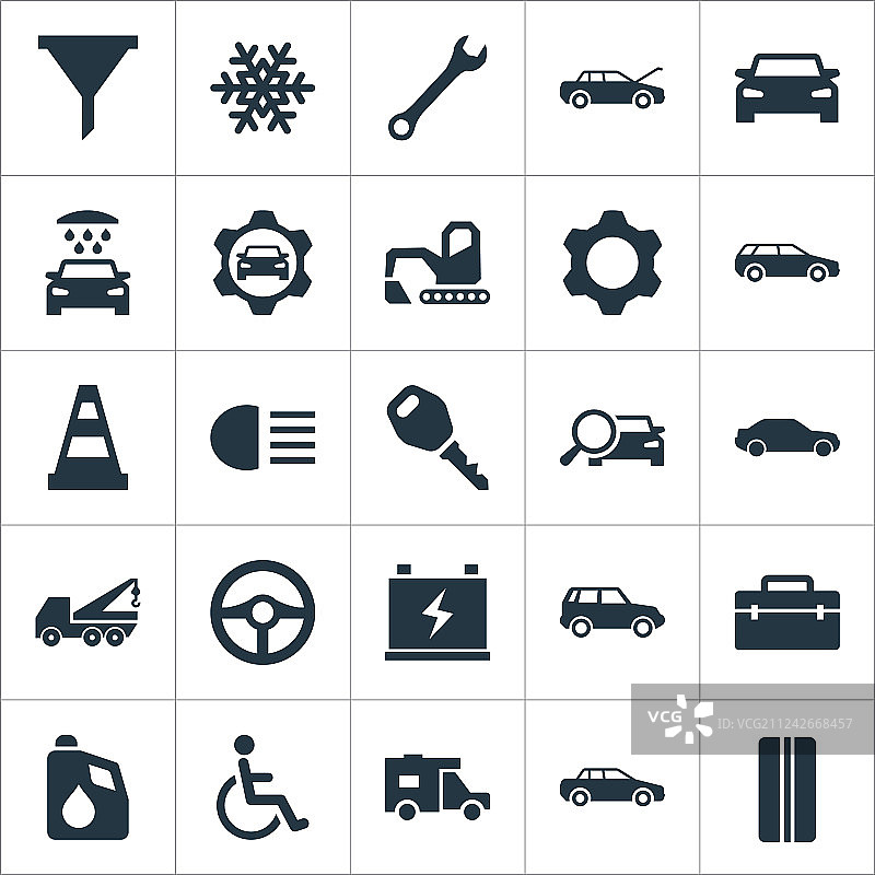 简约汽车图标元素集合：卡车、雪花图片素材