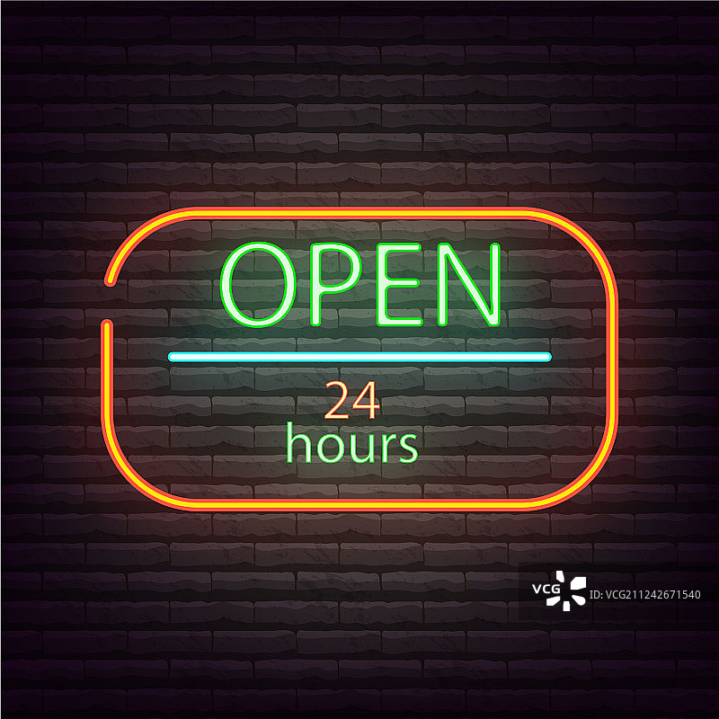 24/7霓虹灯营业招牌图片素材