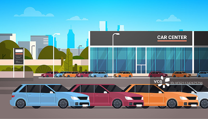 汽车经销中心展厅中的新车图片素材