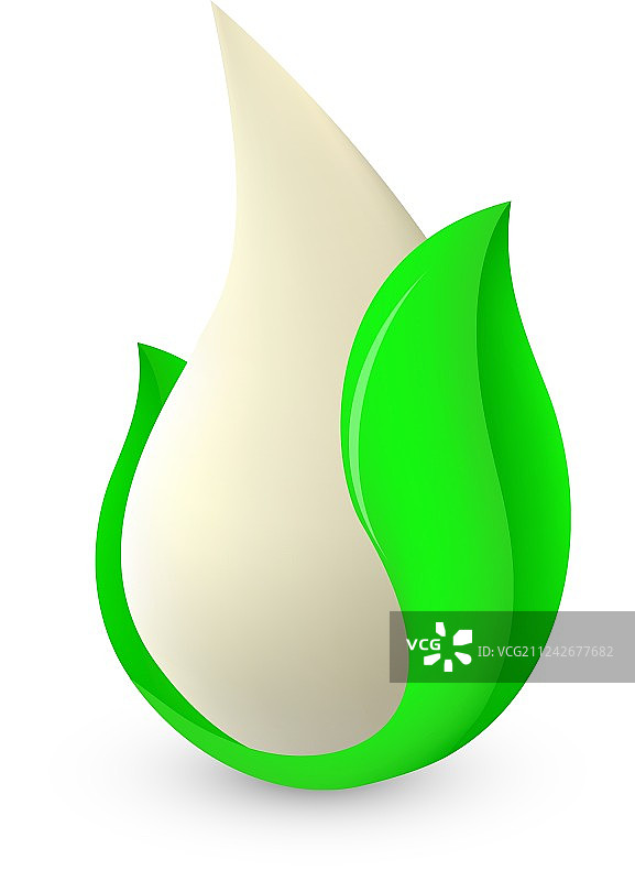 绿色背景中的白色抽象奶滴图片素材