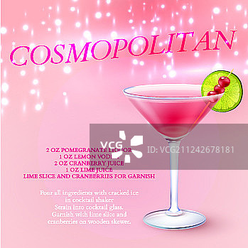 大都会鸡尾酒配方背景图片素材