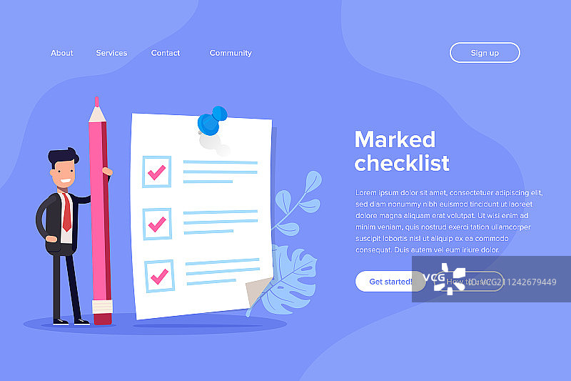 拿着巨大铅笔的商务男士图片素材