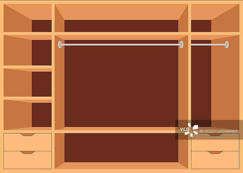 扁平风格带搁板的步入式衣柜图片素材