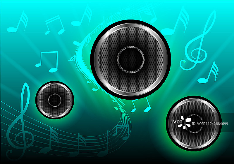 蓝色背景上的抽象音乐扬声器图片素材