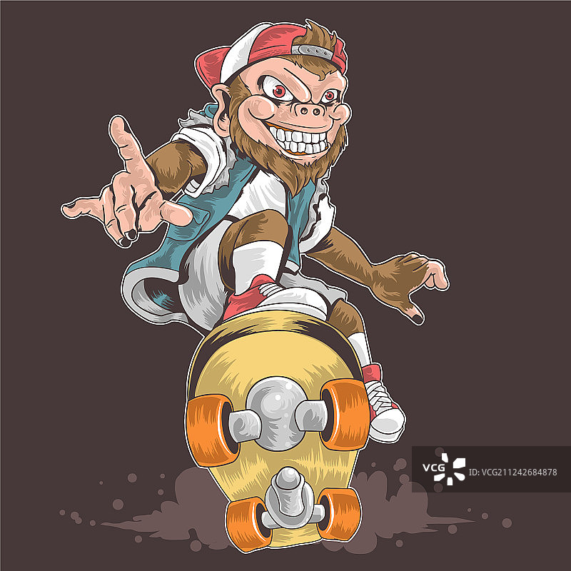 滑板猴子波普朋克图片素材