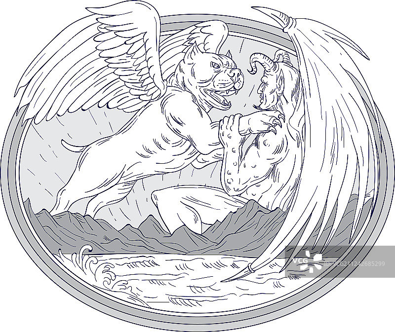 美国恶霸犬斗恶魔绘画图片素材