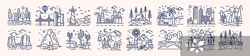 风景如画的景观图标合集图片素材