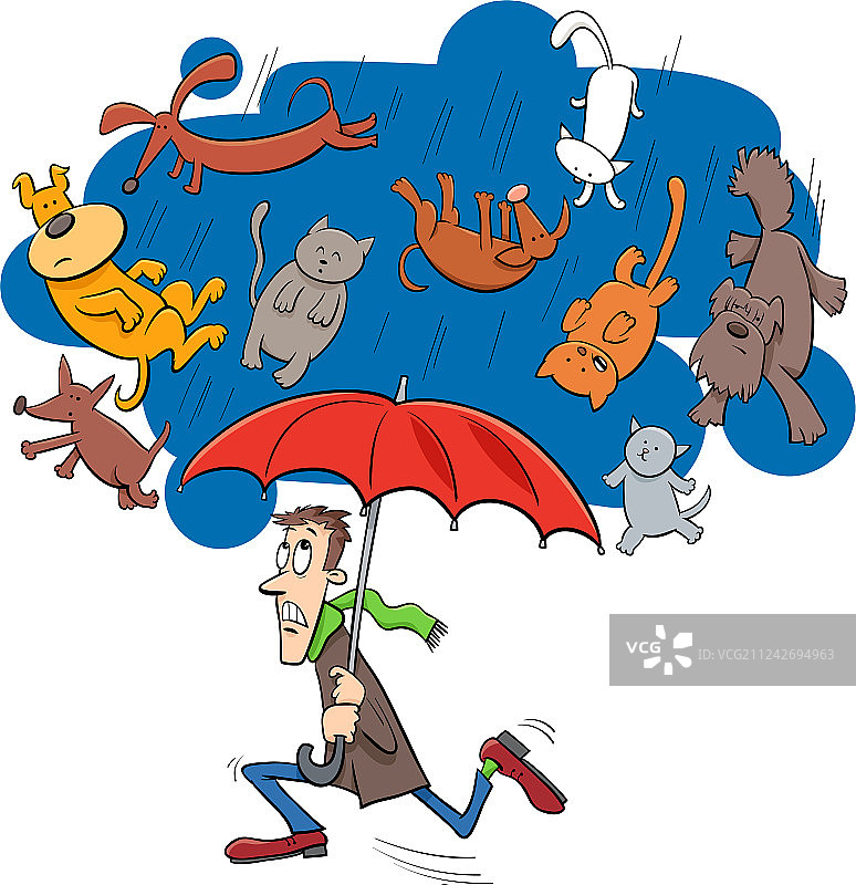 倾盆大雨卡通图片素材