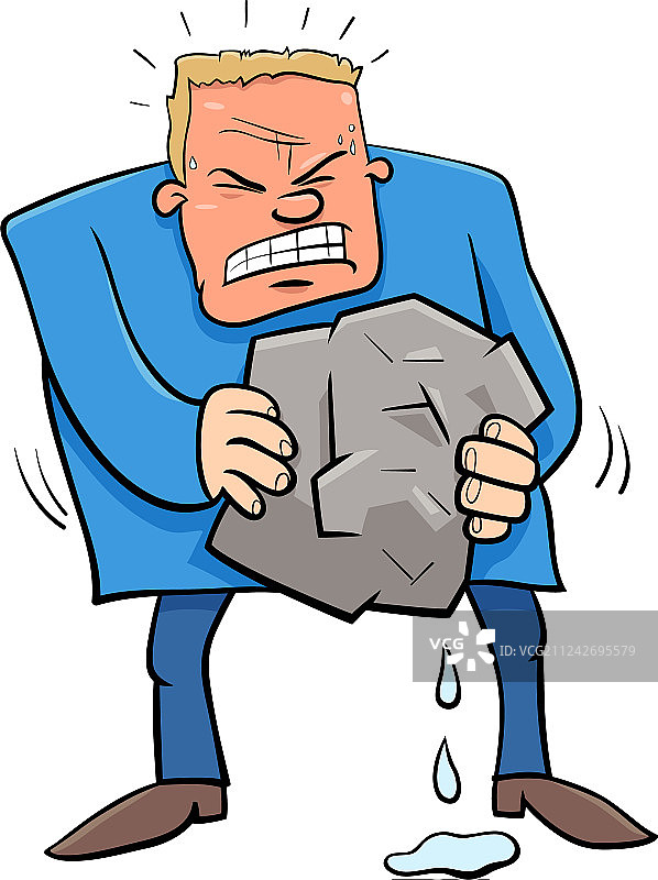 从石头里榨水幽默卡通图片素材