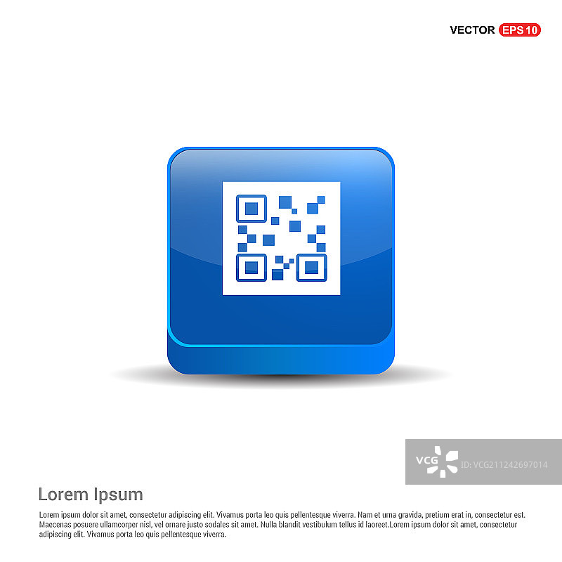 二维码图标 - 3D蓝色按钮图片素材